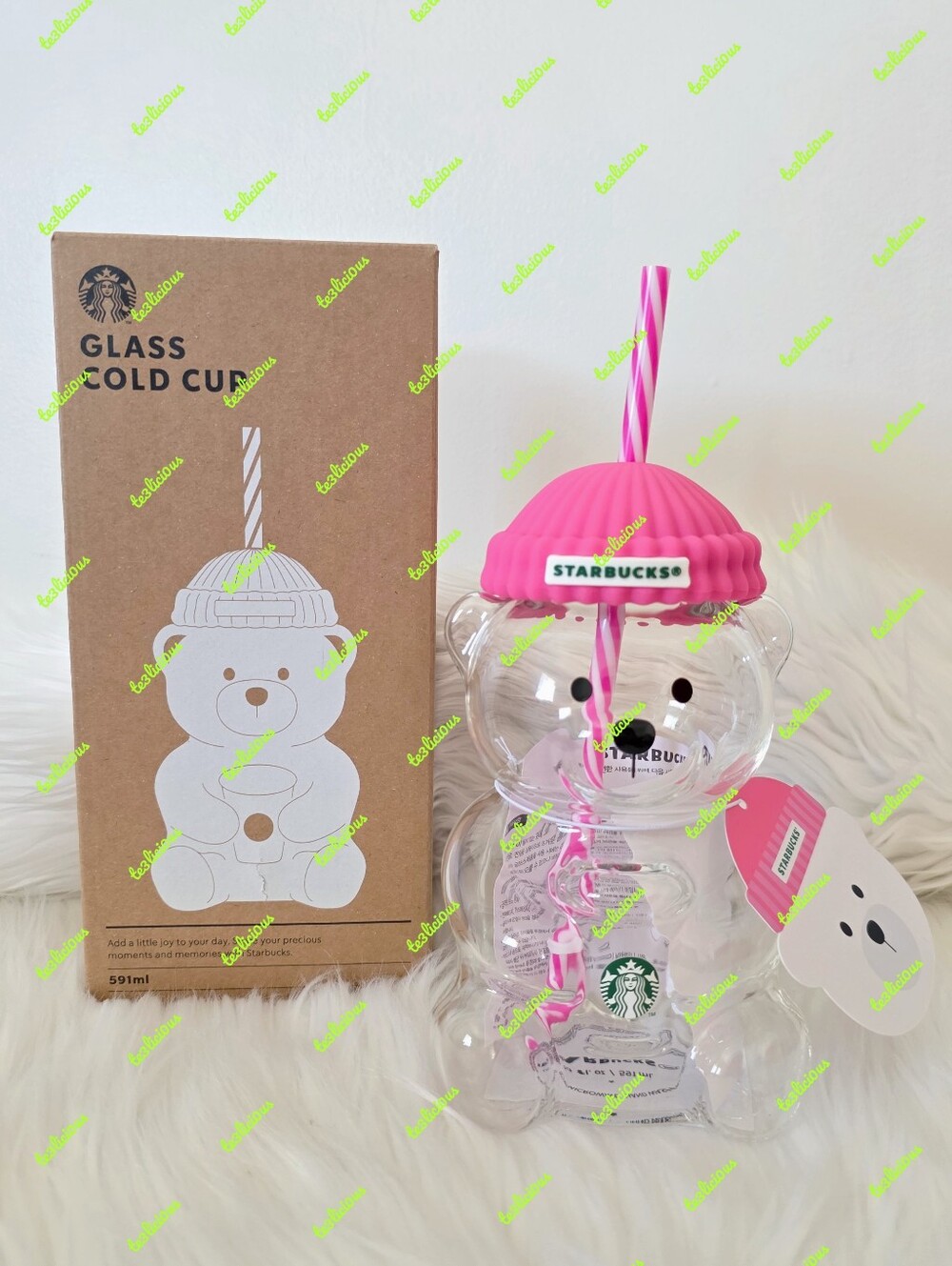 STARBUCKS 2026 KOREA BEARISTA BEAR GLASS JAR BARBIE PINK COLD CUP TUMBLER